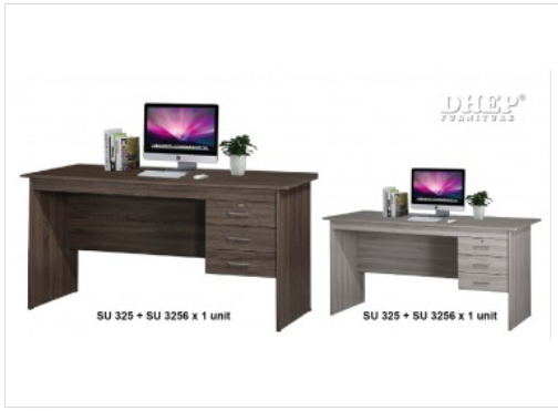 OFFICE TABLE + PEDESTAL SU 325 + 3256 : GREY LINE / SONOMA DARK