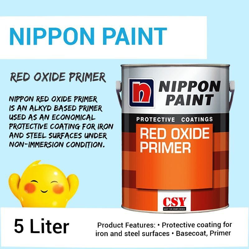 5L Nippon 9000 Gloss Finish Cat Anti Karat Besi Cat Besi Anti Karat High Gloss Paint 5 Liter Nippon Metal Paint (Red Oxide Primer)