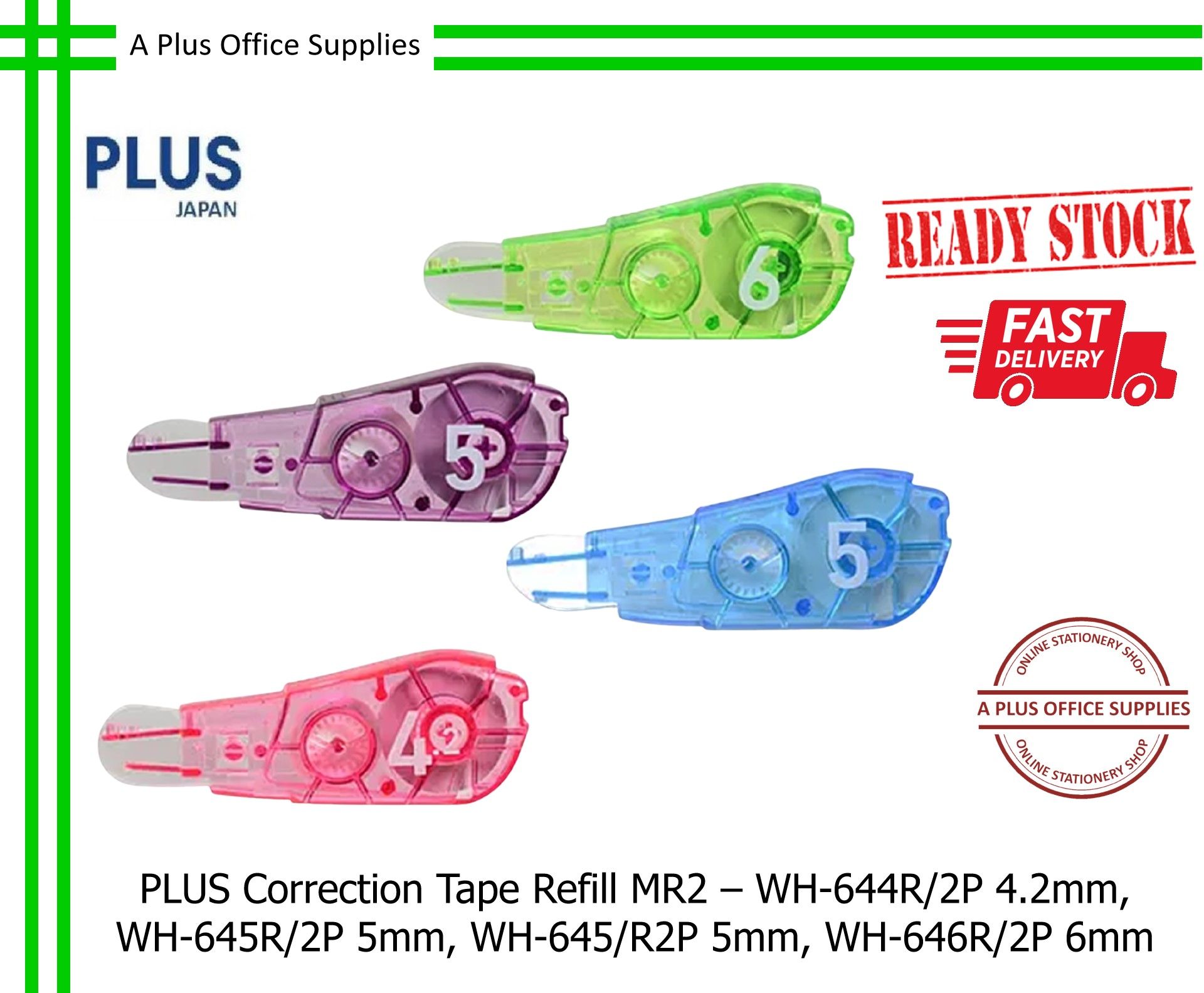 PLUS Correction Tape Refill MR2 2in1 / Isian Semula Pita Pembetulan - WH-644R/2P, WH-645R/2P, WH-646R/2P