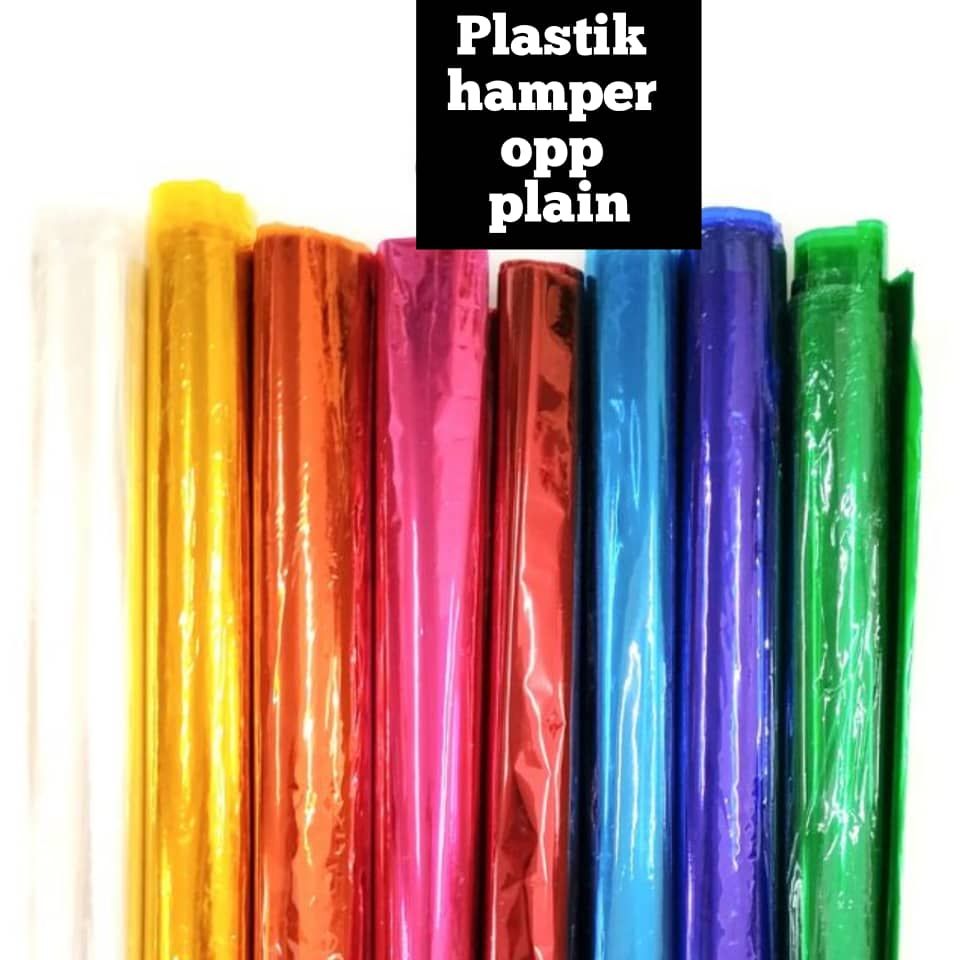 Plastik pembalut hamper opp plain 36x36inci (5pcs) random color