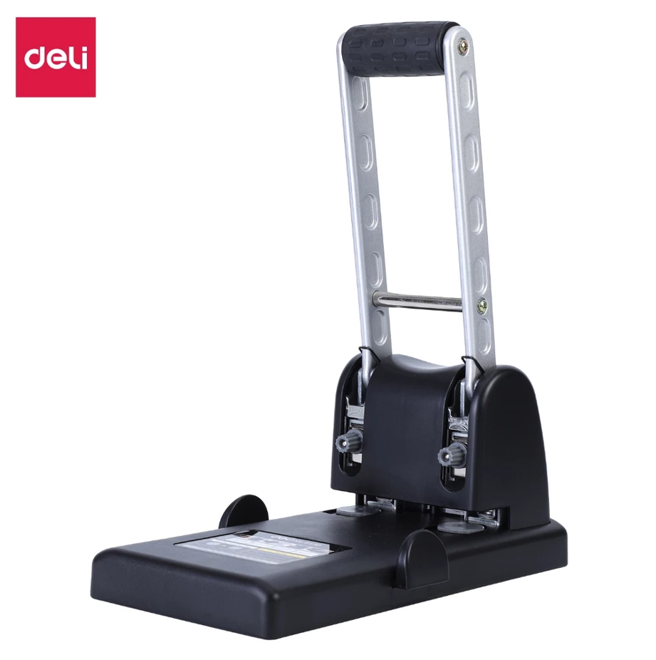 DELI 2-HOLE HEAVY DUTY PUNCH (6MM X 80MM) 100/150 SHEETS