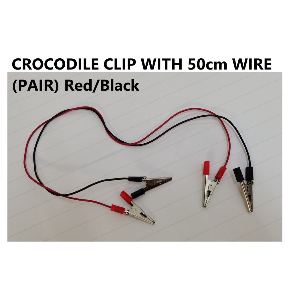 Crocodile Clip with wire 50cm Black and Red (1 pair)