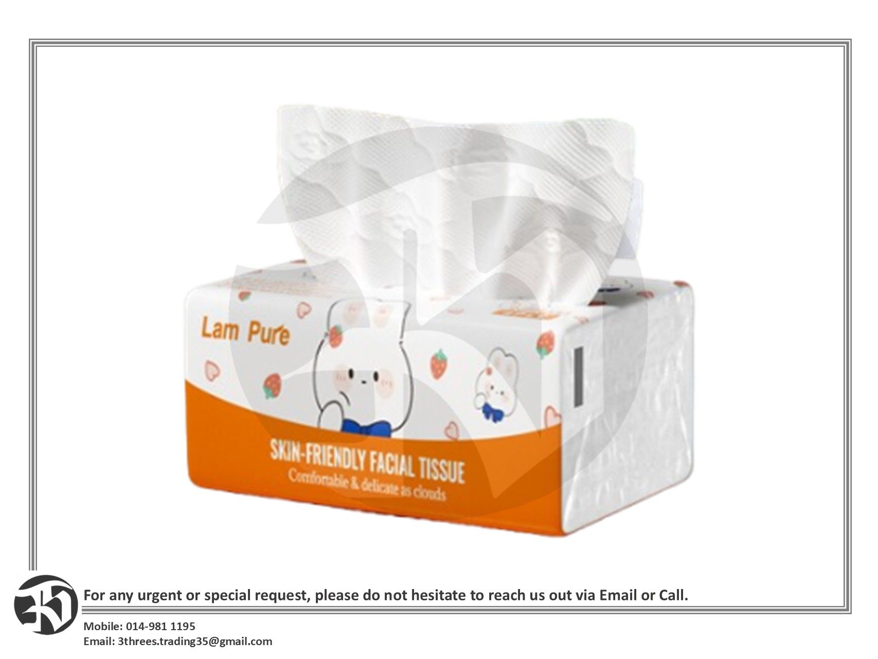 LamPure Embossed Facial Tissue 60 pulls, 4 ply (20 Packs)