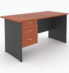 QP RECTANGULAR OFFICE TABLE WITH FIXED PEDESTAL 3 DRAWER (SIBU) 5 FEET