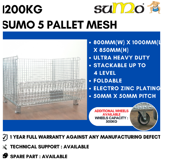 SUMO 5 (1200KG) PALLET MESH CONTAINER FOLDABLE STACKABLE PALLET CAGE | HEAVY DUTY | LOCAL MANUFACTURER | 1 YEAR WARRANTY