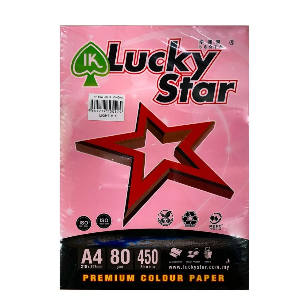 Lucky Star A4 Cyber Pink Colour Code 80gsm 450's 
