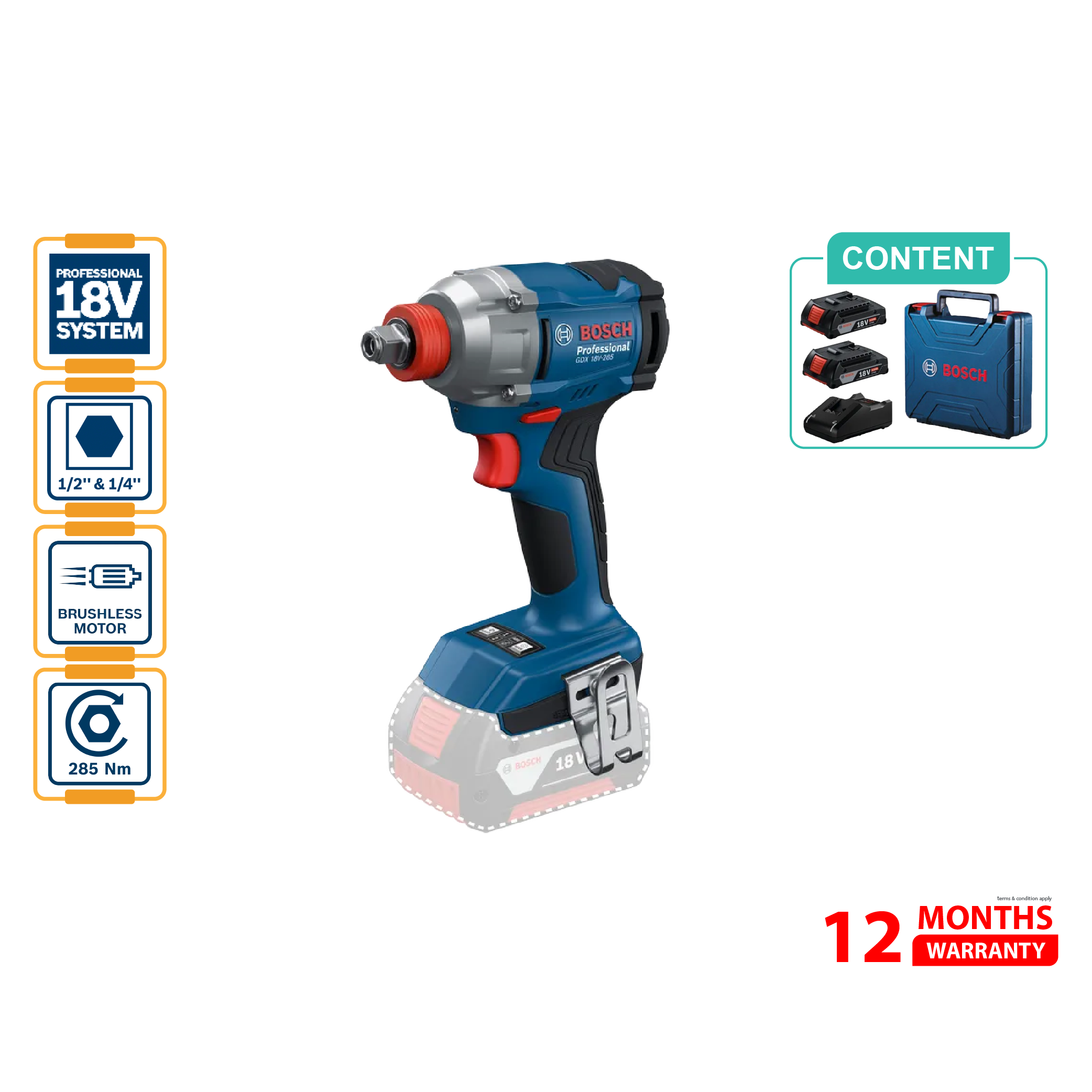 BOSCH GDX 18V-285 Cordless Impact Driver/Wrench 鈥�06019N21L2
