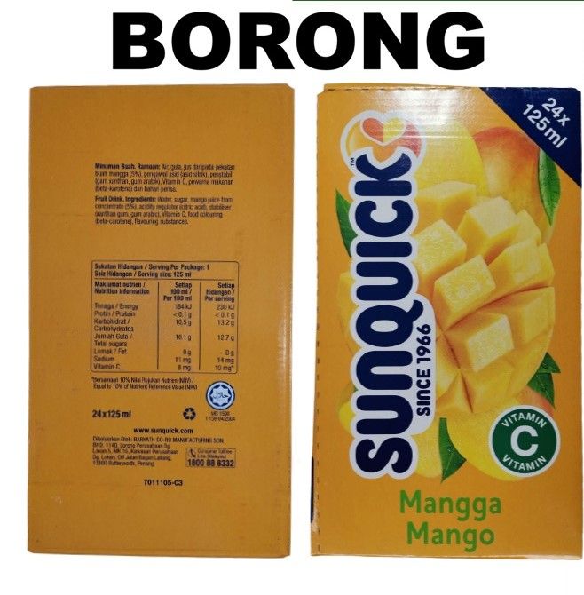 BORONG Sunquick Minuman Kotak Ready-to-Drink 24 x 125ml Assorted Fruit Drink Mango halal
