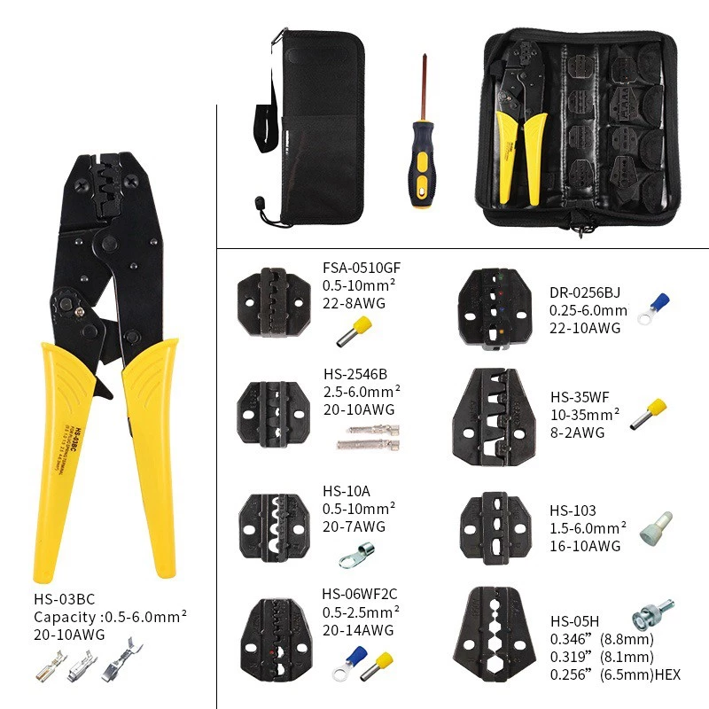 Electrical Terminal Ratchet Crimping Crimper Auto Electrician Tool HS-03BC