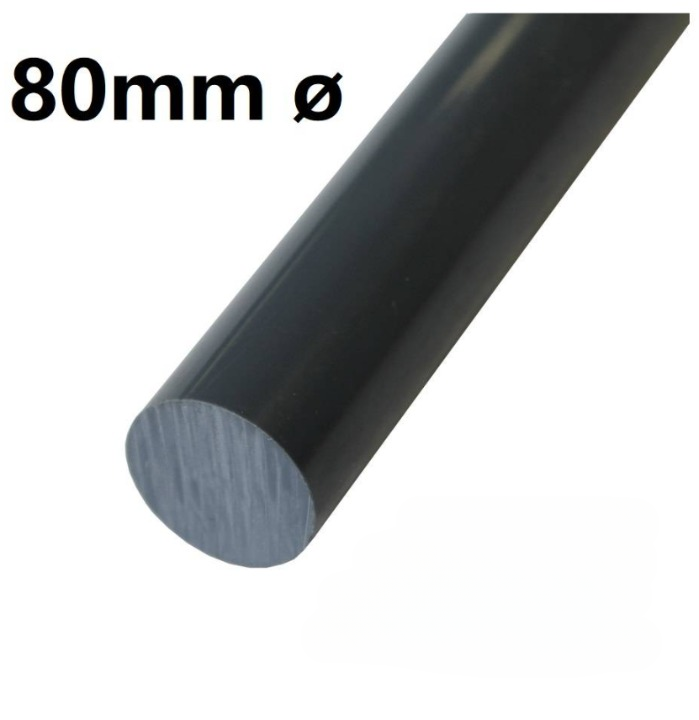 PTFE ROD BLACK 80MM DIAMETER CARBON FILLED PTFE