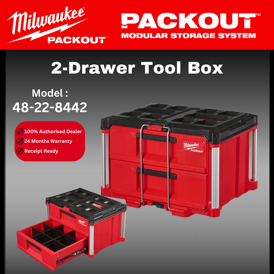 Milwaukee Packout 2 Drawer Tool Box / 48-22-8442 / Tool Storage Box / Toolbox / Milwaukee Drawer / Storage System