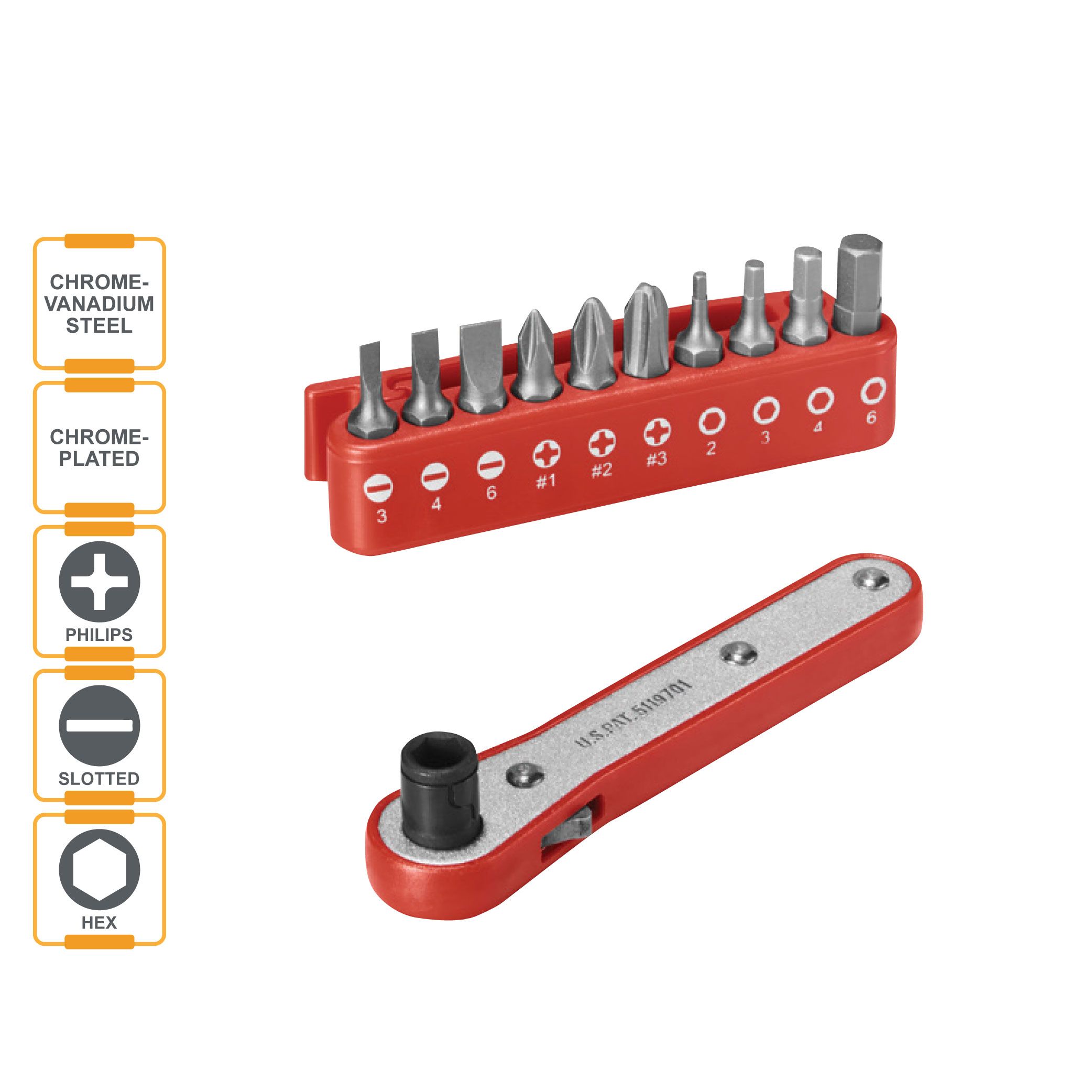 M10 Ratchet Screwdriver Set - RS10