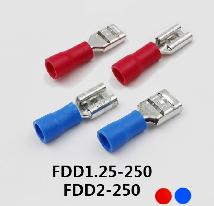 PRE-INSULATED TERMINAL COLD SPRING TERMINAL LUG CONNECTOR FDD1.25-250 FDD2-250 _ 100 PCS/LOT FEMALE
