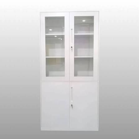 Glass & Steel Half-Glass Swing Door Filing Cabinet