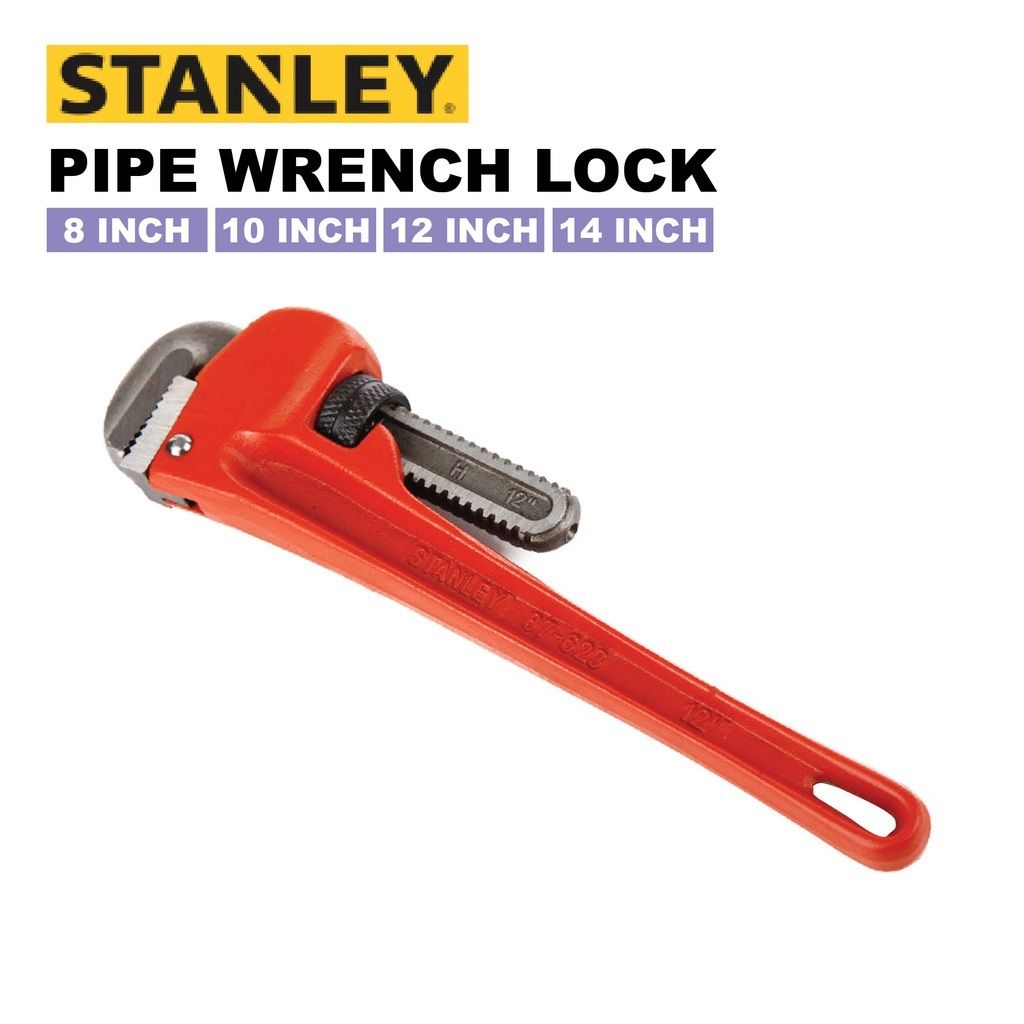 Stanley Range Pipe Wrench Lock 8/10/12/14 Inch