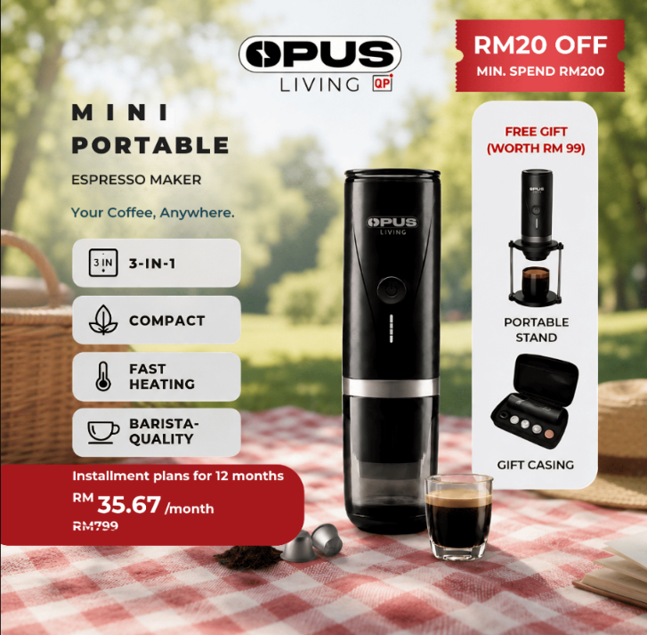 OPUS LIVING PORTABLE ELECTRIC ESPRESSO COFFEE MACHINE 3-IN-1 TRAVEL COFFEE MAKER l MESIN KOPI | 咖啡机-COFFEE MACHINE