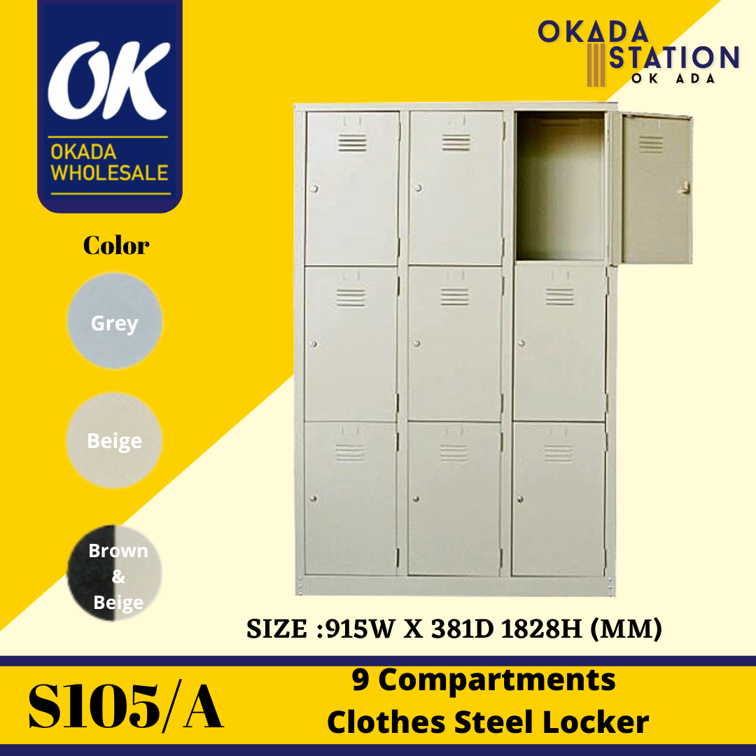 S105/A 9 Compartments Steel Locker / Compartment Locker / Metal Locker / Compartment Cabinet / Metal Cabinet / Cabinet / Steel Locker / 9 Door Cabinet / Locker / Drawer Cabinet