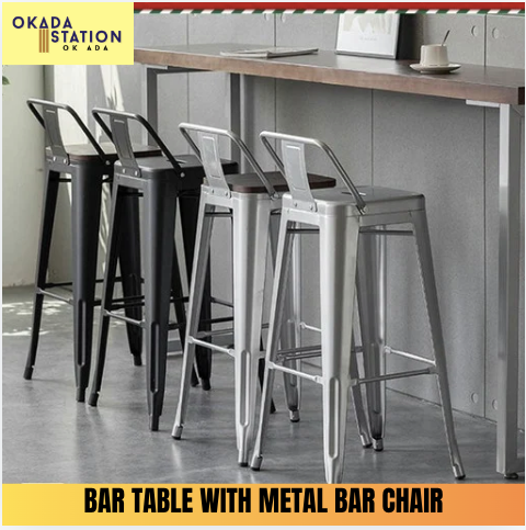 BAR TABLE SET / TABLE : 1200MM X 400MM / METAL HIGH CHAIR