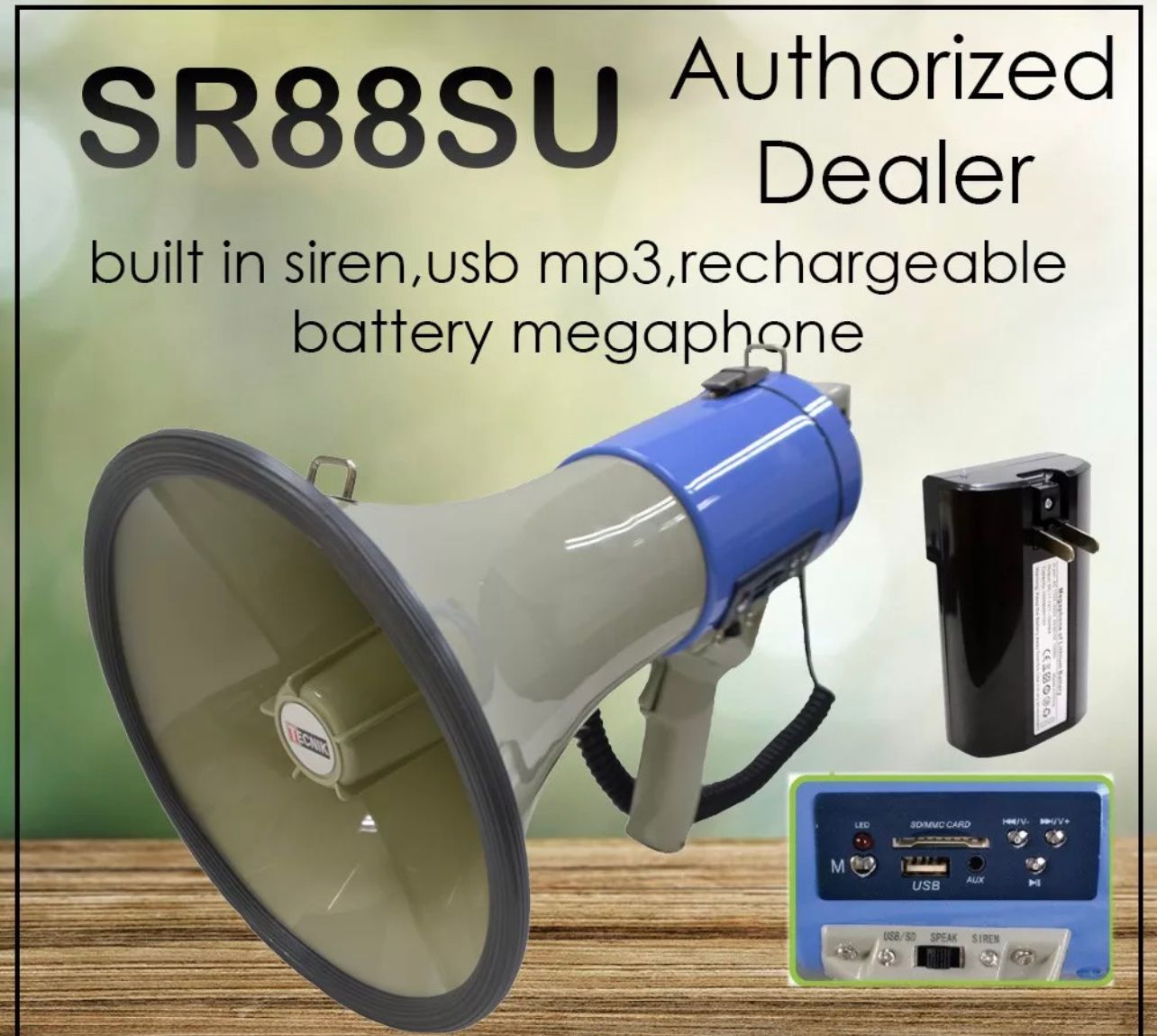 Dynamax MEGAPHONE LOUD HAILER WITH SIREN, USB, SD, AUX, MUTE AND RECHARGEABLE BATTERY