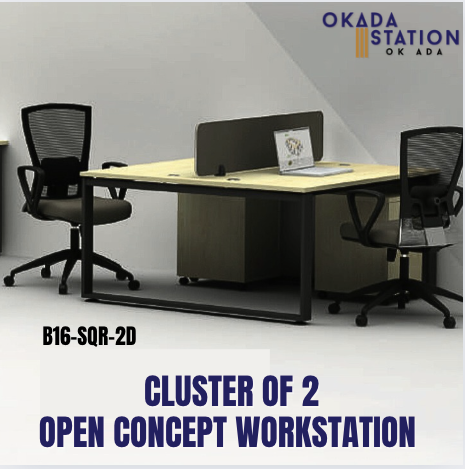 WORKSTATION / B16-SQR-2D / 1500MM TABLE SIZE / CLUSTER OF 2 / WORKSTATION / OPEN CONCEPT / OFFICE TABLE