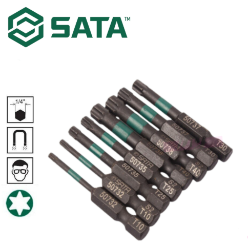 Sata 10PC 1/4’’ IMPACT BITS, 50MM L, T25