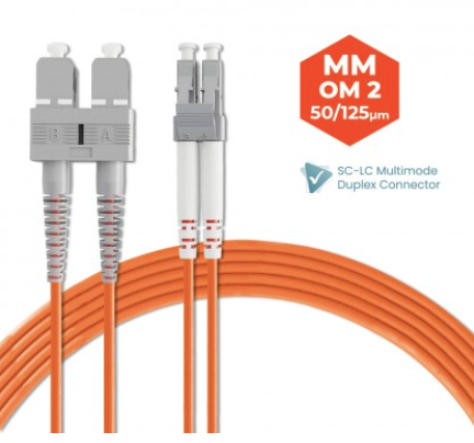 SC-LC 50/125 OM2 MULTIMODE DUPLEX FIBER OPTIC PATCH CABLE 3M 5M 10M 20M 30M