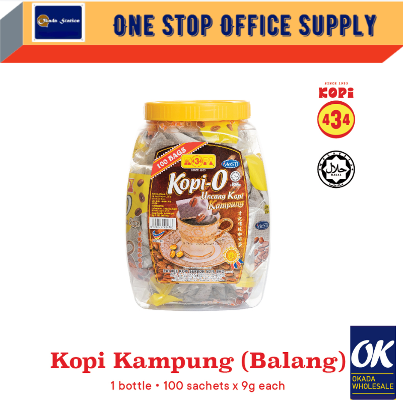 KOPI 434 / Kopi O Kosong / Black Coffee / 100 Sachets / KOPI