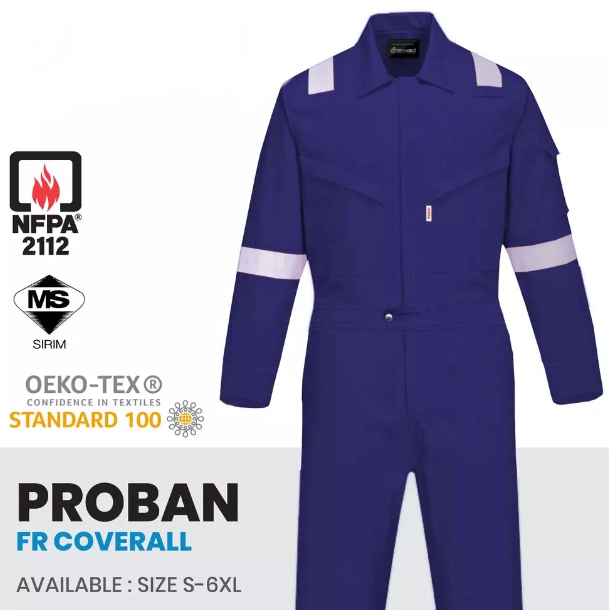 Proban Sherwood Proban Fire Retardant Coverall Plus Size Original - Baju Kerja Keselamatan - Tahan / Kalis Api Proban