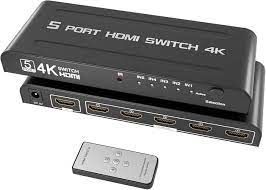Glink GL-045 5 in 1 out HDMI Switcher Support Up to 4K@30Hz With Remote