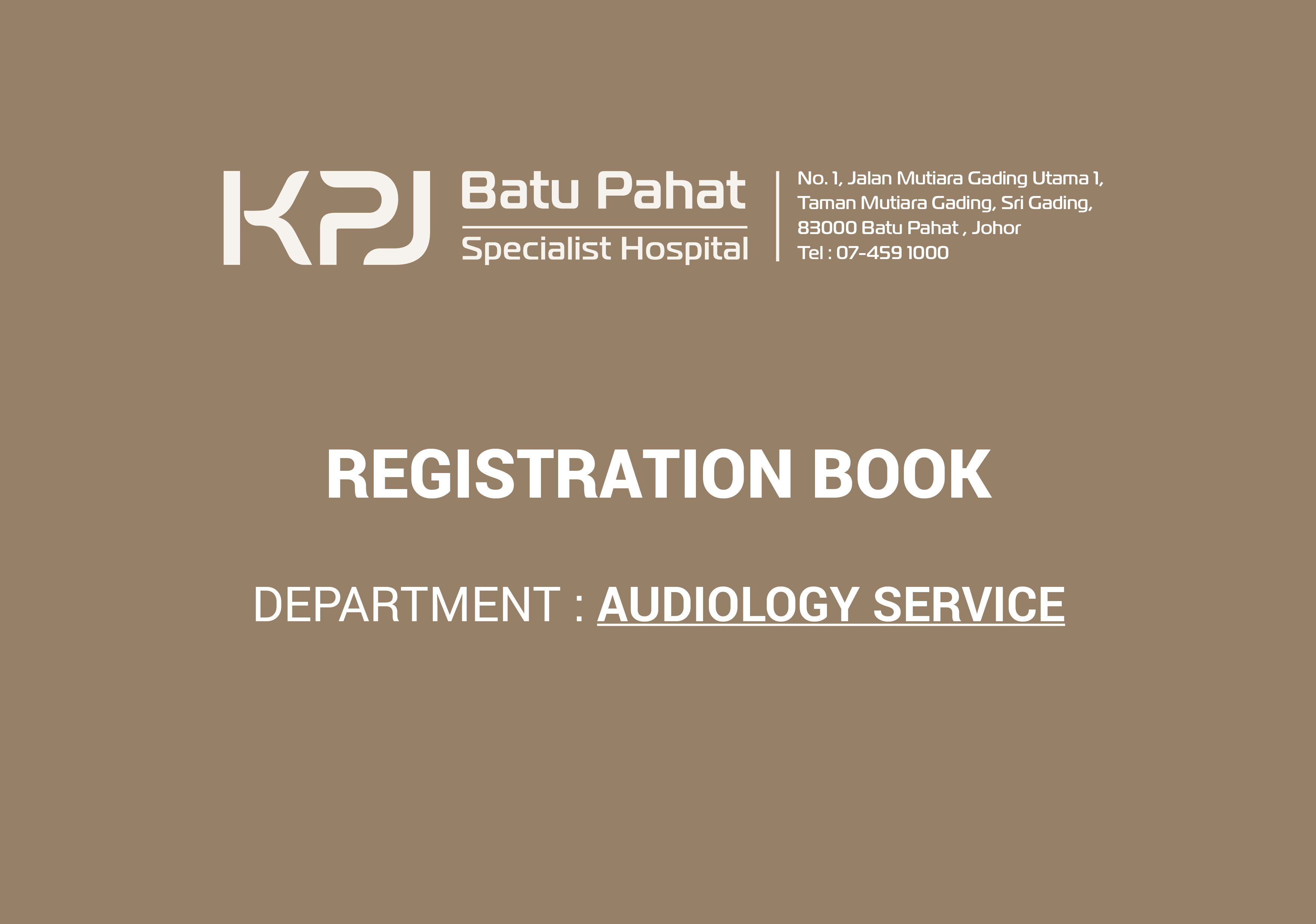Hardcover Registration Book Audiology Service