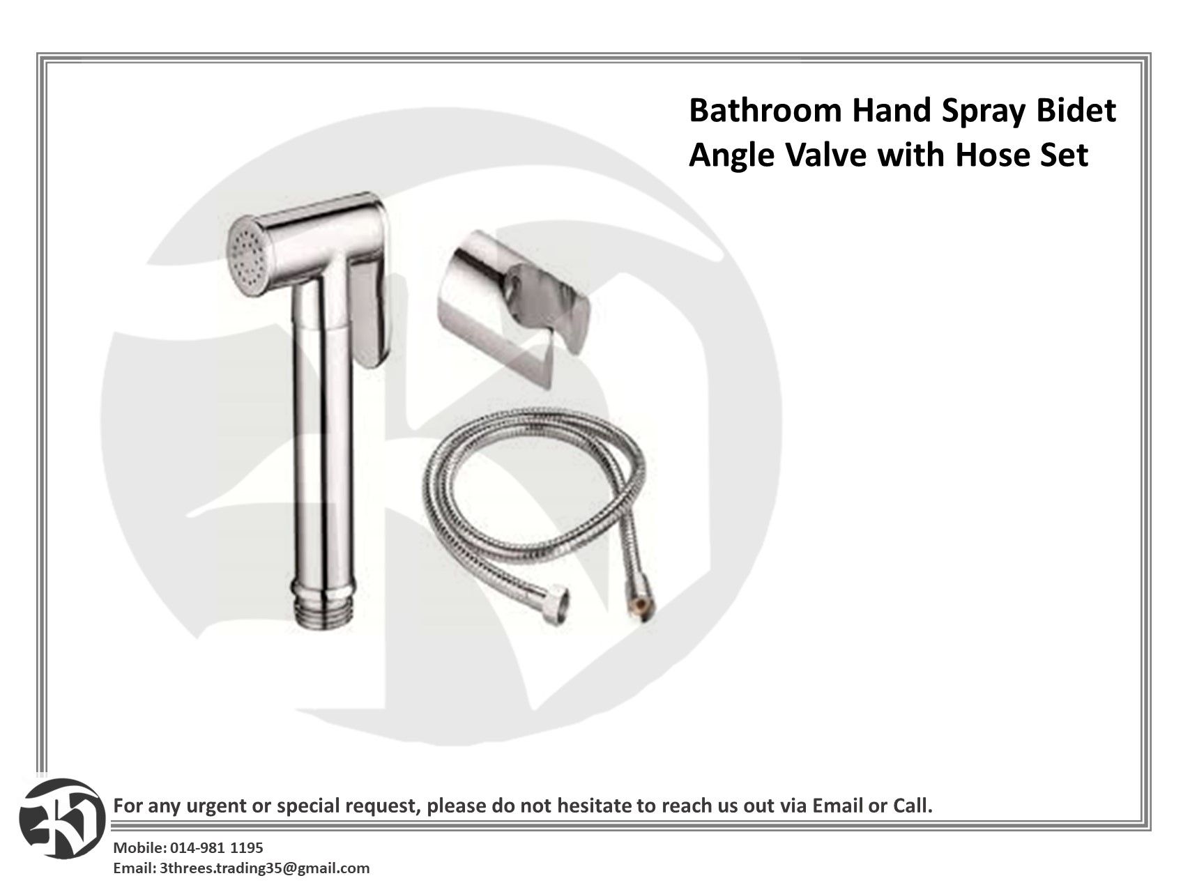 Bathroom Hand Spray Bidet Angle Valve with Hose Set