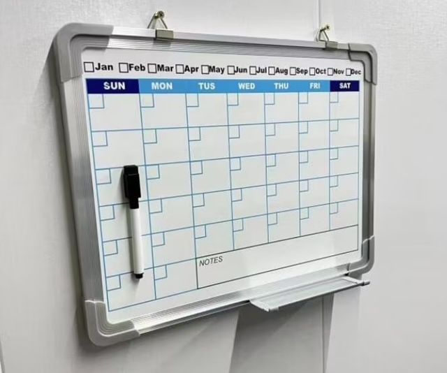 Dry Erase Whiteboard Calendar for Wall, 40 x 30 cm A3 Magnetic White Board Dry Erase Calendar Monthly Planner Memo Hanging Double