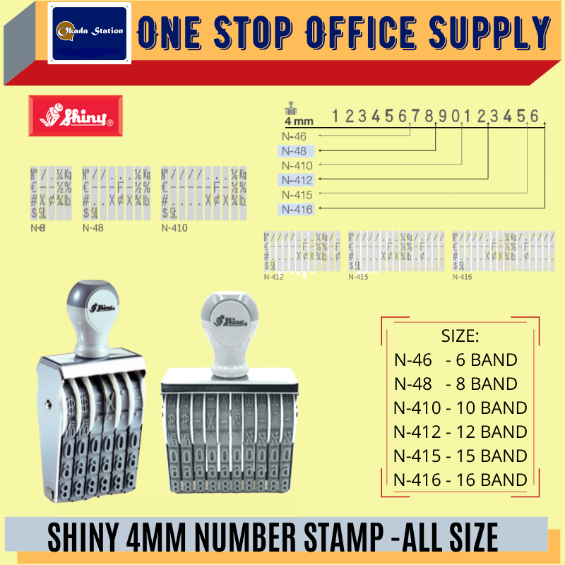 SHINY 4MM NUMBER STAMP -ALL SIZE /Shiny /Number Stamp /4mm /Bandcode Stamp /Chop /6 Band /8 Band /10 Band /Shiny Number Stamp