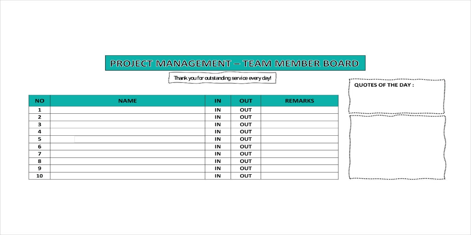 *Custom made inkjet sticker chart board full colour and writable surface With 10 units IN/OUT acrylic pocket slot