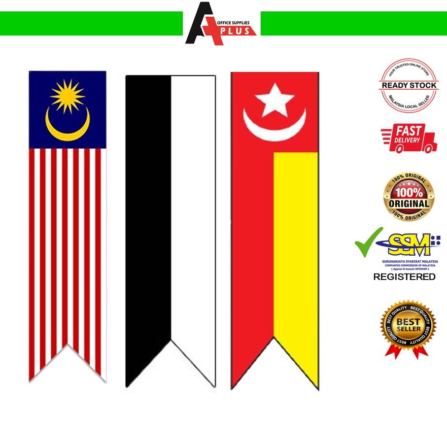 Polyester Flag AF-28-M 60cm x 240cm / Bendera Polyester - Malaysia, Pahang, Selangor