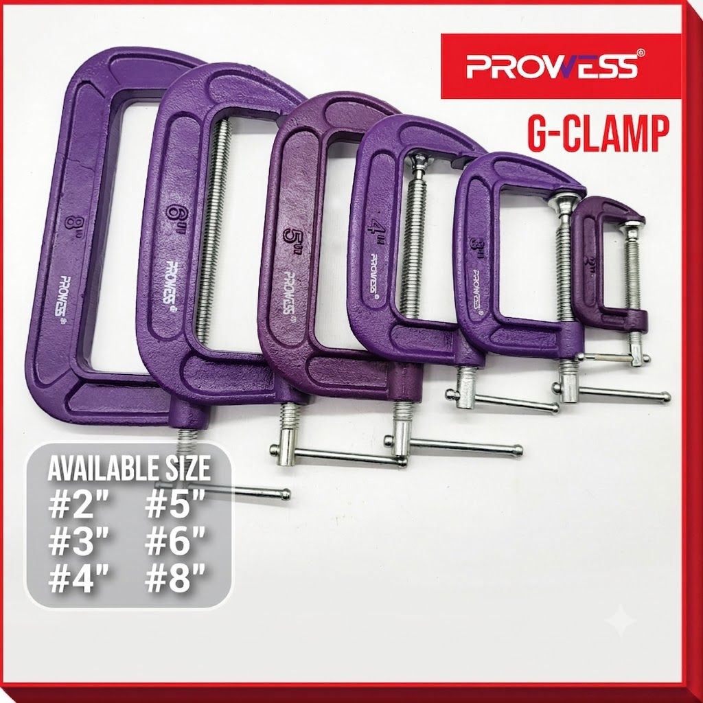 PROWESS HEAVY DUTY G-CLAMP SIZE 2" 3" 4" 5" 6" 8" ANTI-RUST PENGAPIT G UNTUK KERJA KAYU MURAH