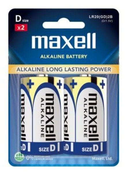 Maxell Alkaline D Size Battery (2pcs card pack) LR20 2B