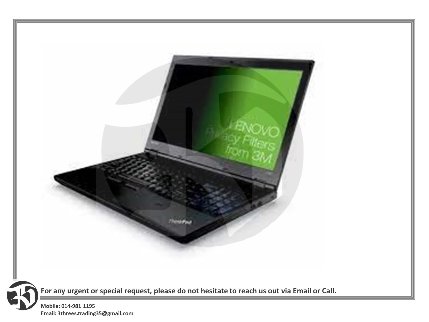 3M-Lenovo 14.inch W9 Laptop Privacy Filter