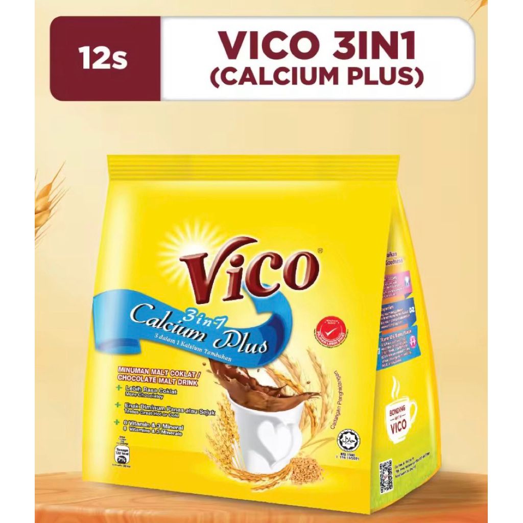Vico 3in1 Chocolate Malt Drink (12'sX32g)