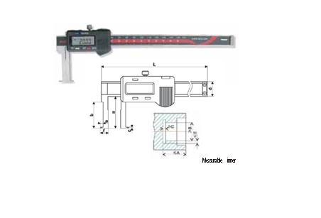 Temo 80-500mm Internal Groove Digital Caliper with Flat Anvil
