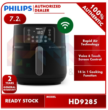 *Philips 7.2L | 16 in 1 Cooking Function XXL Voice & Touch Screen Control Air Fryer HD9285 (HD9285/91)