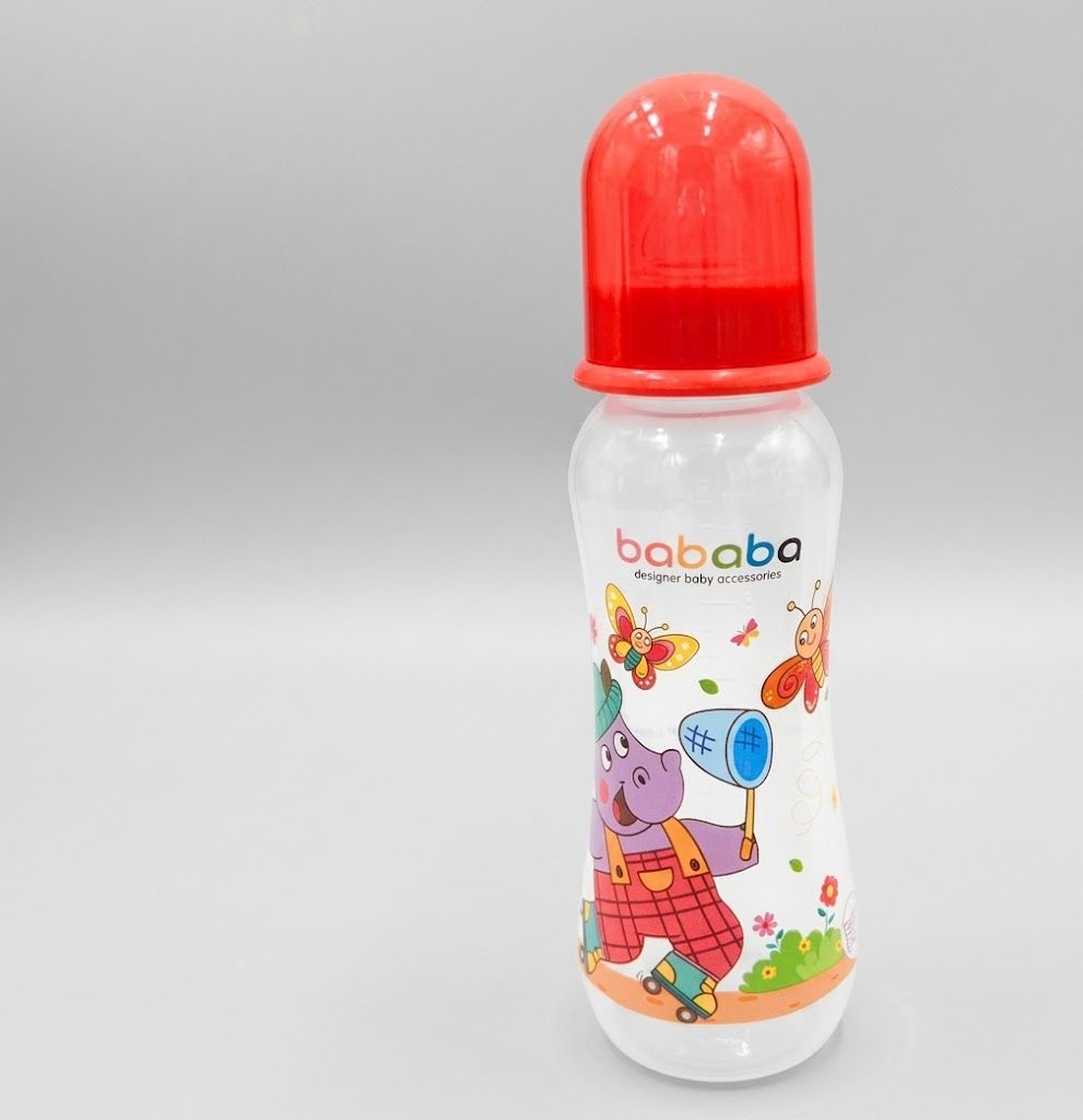 BABABA Botol Susu Besar Murah Standard Neck Feeding Bottle Baby Milk Bottle Cute Design BPA Free (250ml) SL05101 05101T L.Pink SL-05101S