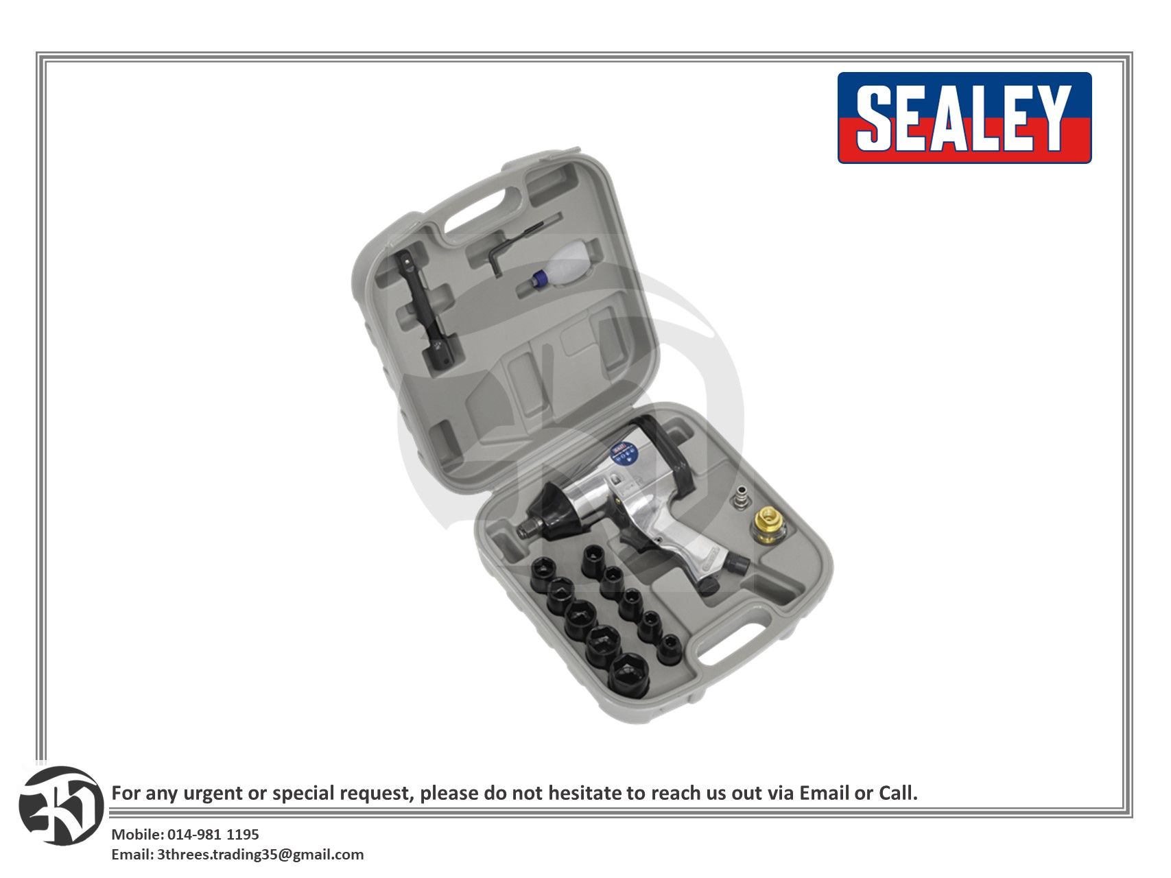Sealey SA2/TS 1/2"Sq Drive Air Impact Wrench Kit with Sockets