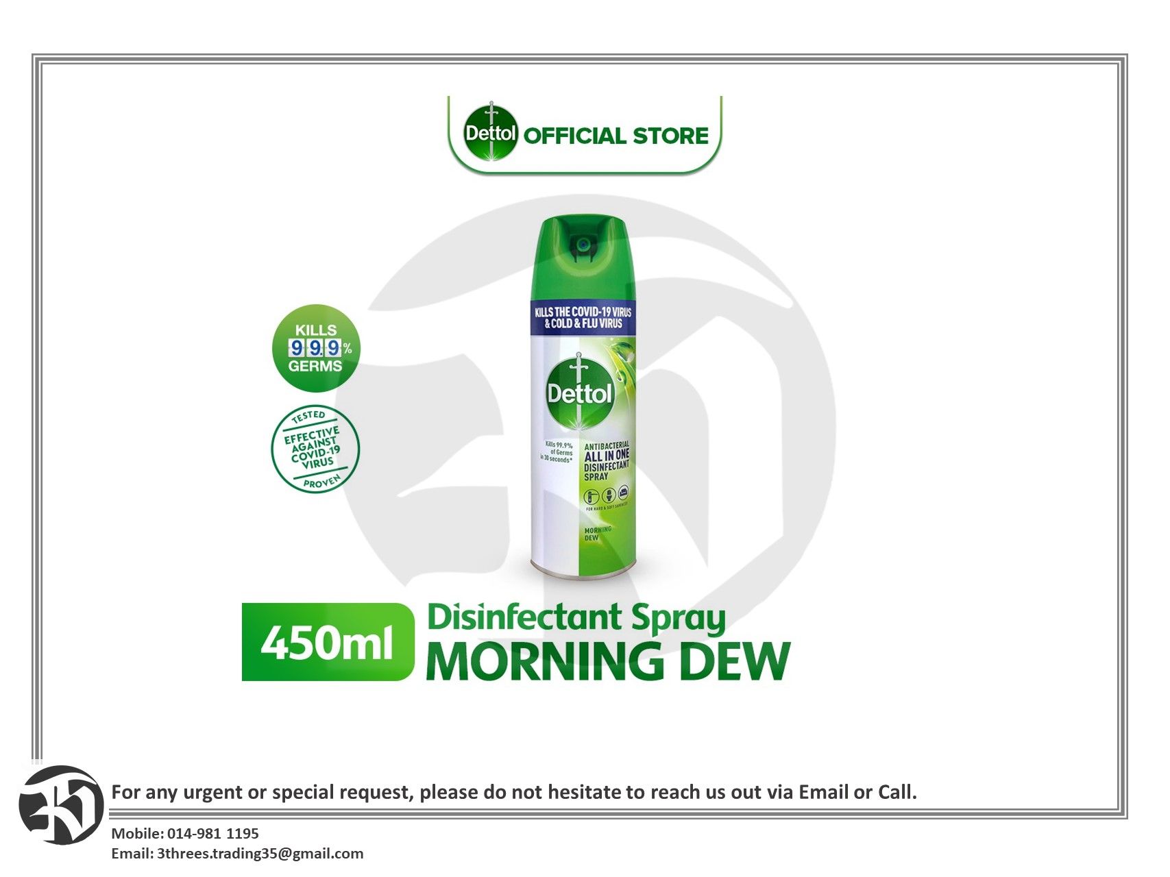 Dettol Disinfectant Spray Morning Dew (450ml)
