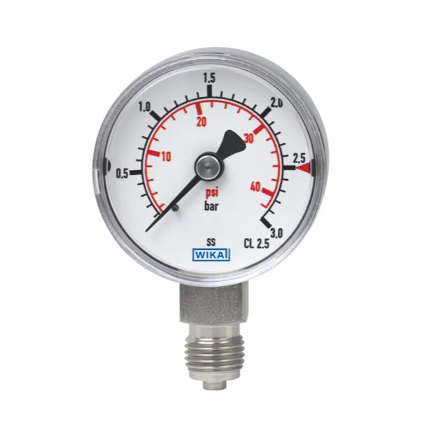 WIKA G 1/4 Analogue Pressure Gauge 5000psi Bottom Entry 50mm Outside Diameter