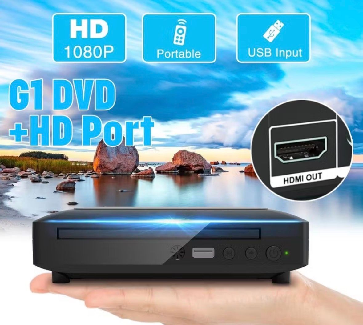 DVD player HD1080P G1 DVD+HD port