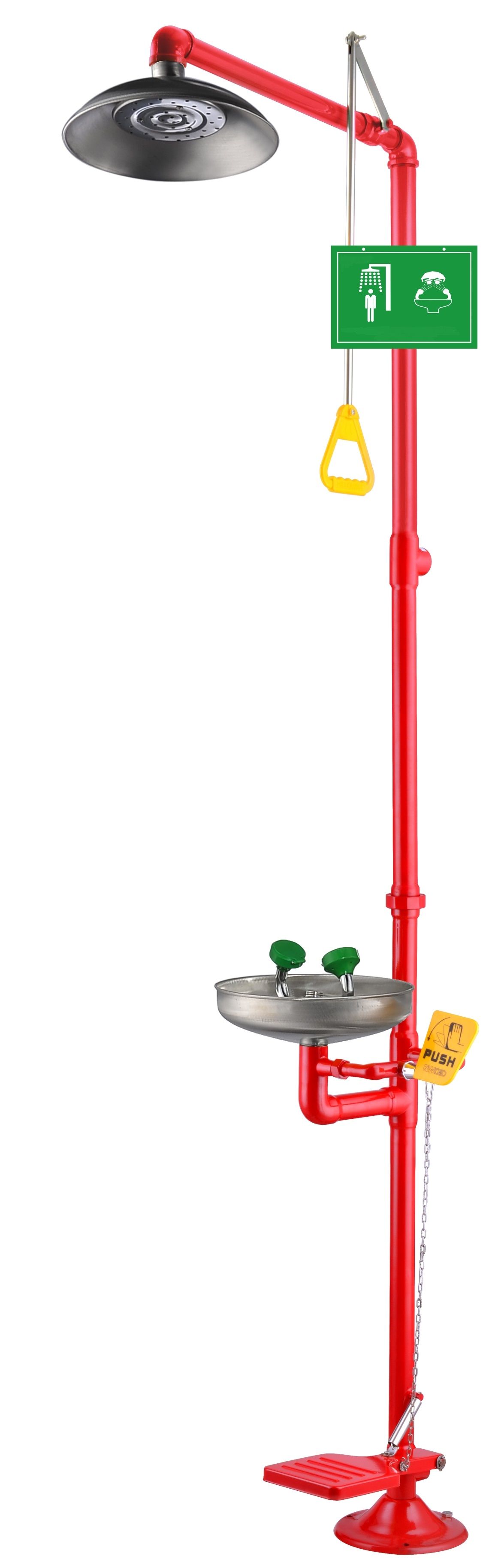 Stainless Steel Floor Mounted Combination Drench Shower & Eyewash