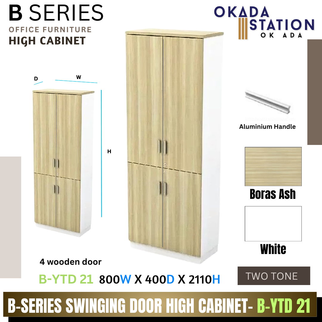VS B SERIES SWINGING DOOR HIGH CABINET (4 DOOR) - (B-YTD 21) / B SERIES / B-SERIES HIGH CABINET / WOODEN CABINET / HIGH CABINET / SWINGING DOOR CABINET / 4 DOOR CABINET / CABINET