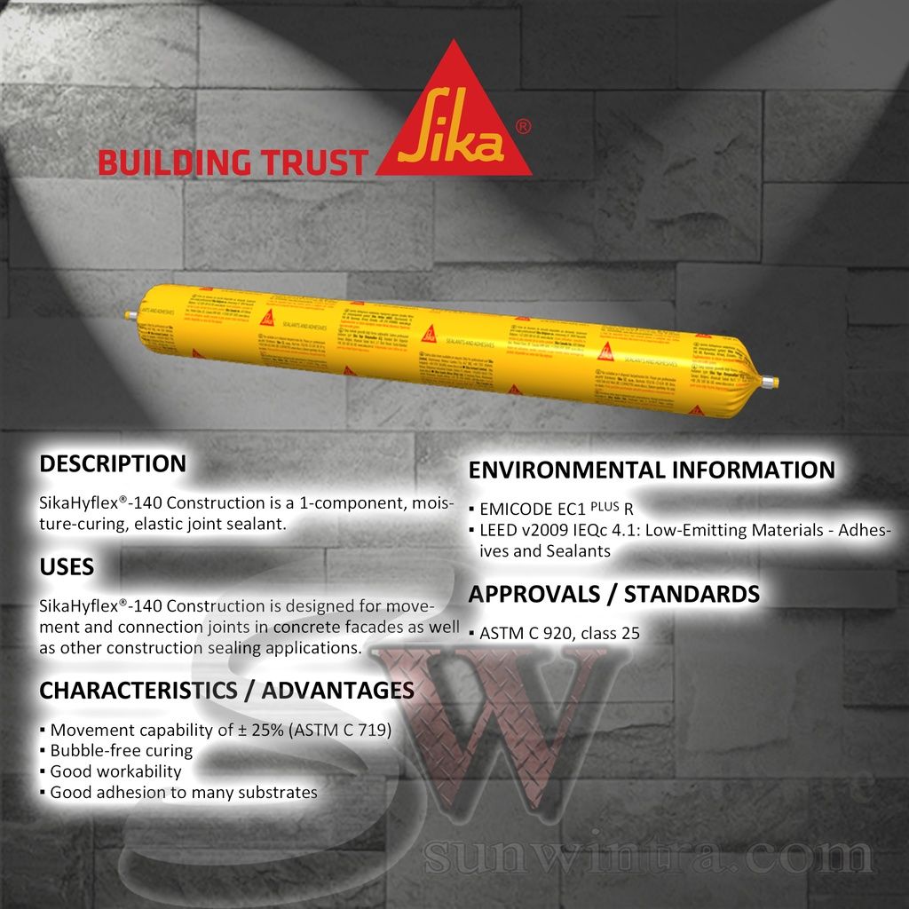 SIKA SikaHyflex庐-140 Construction 600ml Black / White / Grey (Sausage Sealant/Silicone)