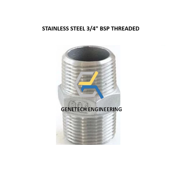 Stainless Steel Hexagon Hexagon Nipple 3/4" MALE NPT